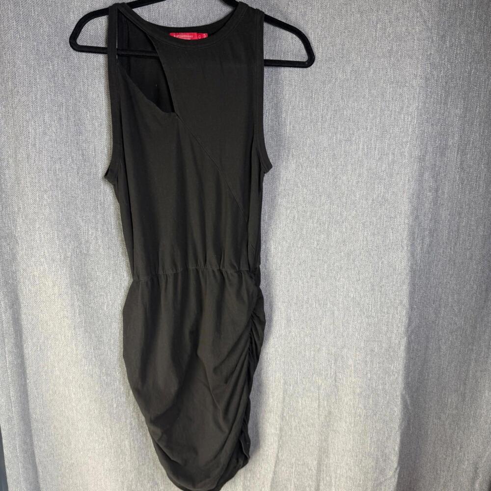 n: Philanthropy Dress‎ Women’s L Black Sleeveless Ruched Sides Mini